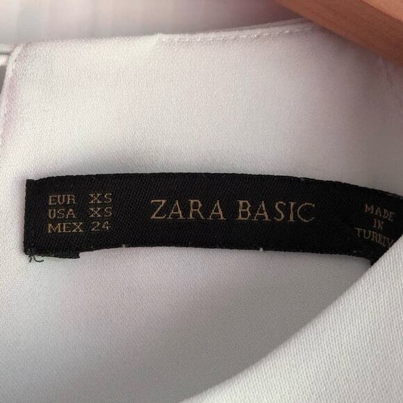 Zara flowy white dress shirt top short sleeve back button closure size XS - Picture 4 of 6